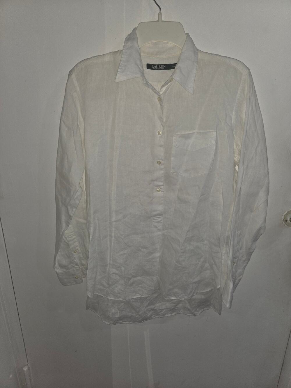 Lauren by Ralph Lauren white oversized shirt linen S